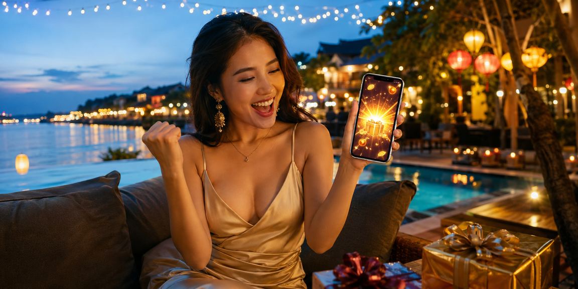 Người dùng tại Hội An xem thông tin giải thưởng casino trên ứng dụng di động