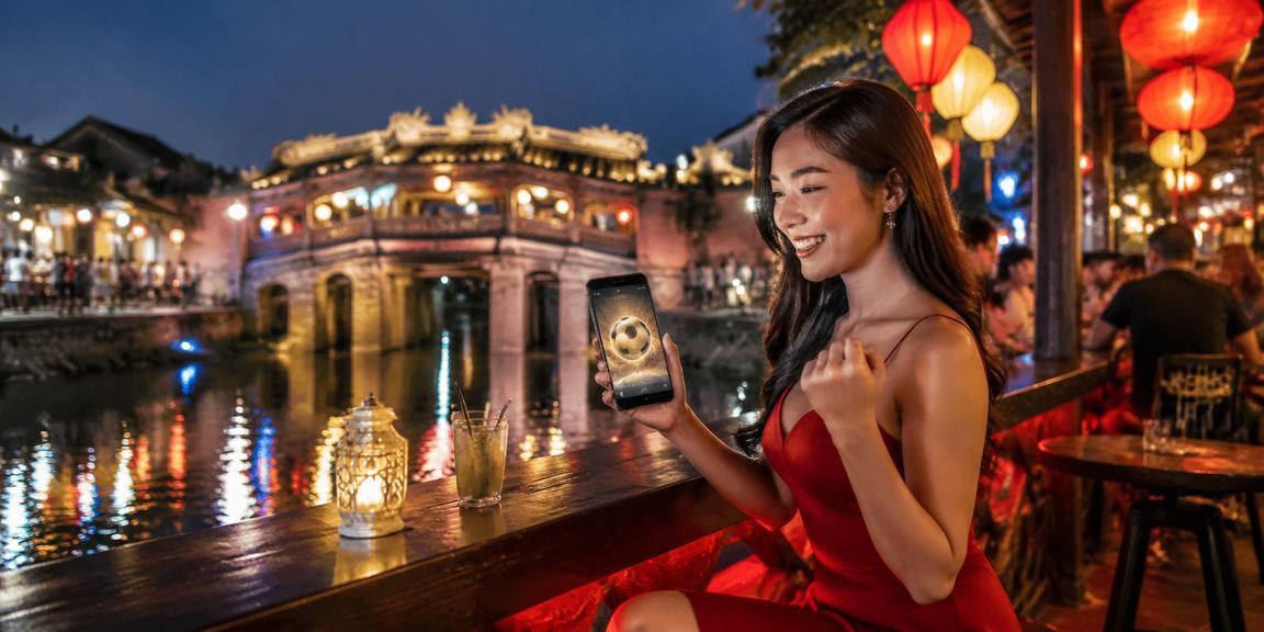 Không khí theo dõi bóng đá sôi động tại chợ đêm Hội An – văn hóa thể thao đặc trưng của người Việt