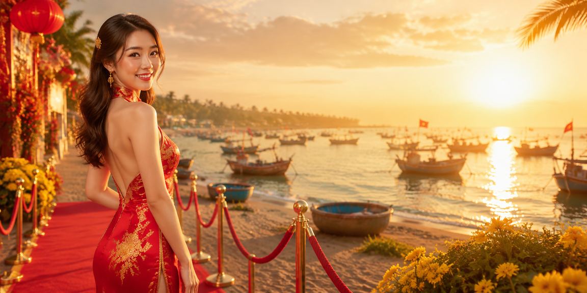 Người dùng trải nghiệm slot jackpot tại bãi biển Mũi Né buổi hoàng hôn